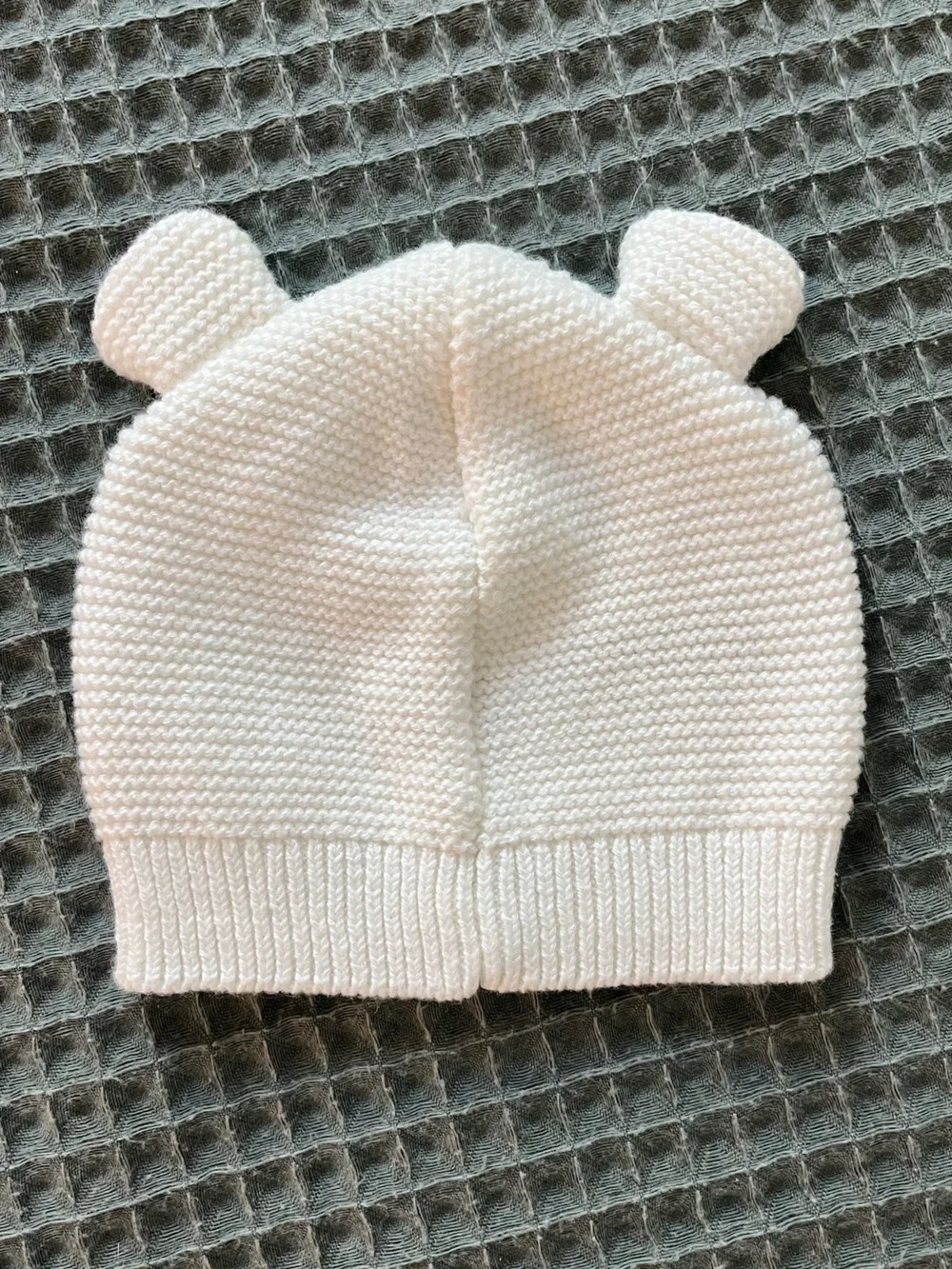 Carters Newborn Knit Hat Bear White Cream Beige